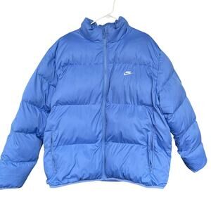 Nike Jacket Mens 2XL Blue Puffer PrimaLoft Insulated Full Zip Swoosh FB7368-450